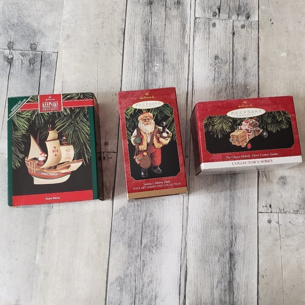 Set of 3 Santa Hallmark Keepsake Ornaments
